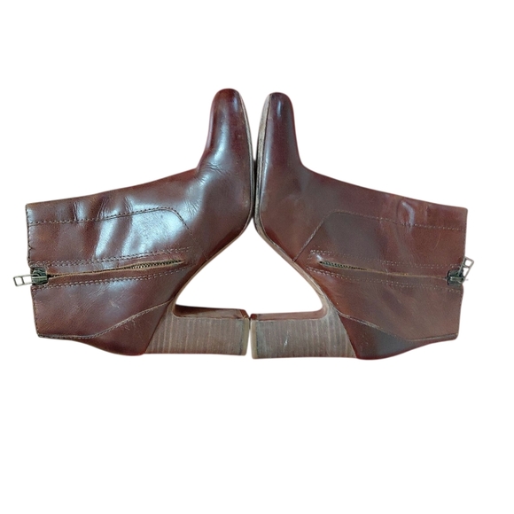Madewell The Sutton Burgundy Leather Heeled Booties Size 7 - Picture 2 of 13